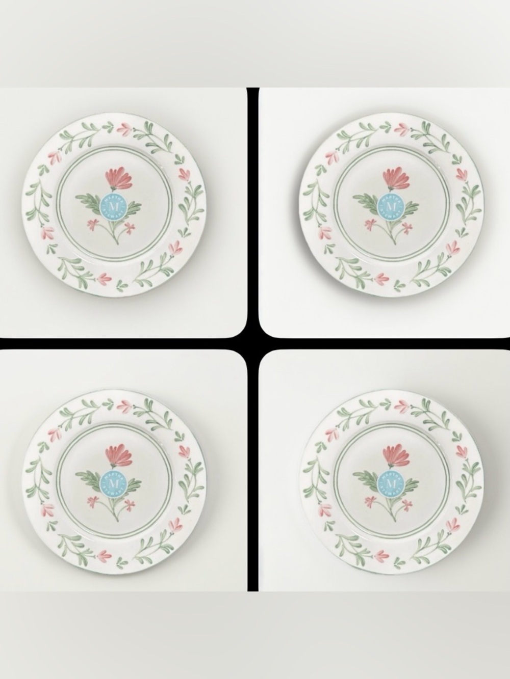 Martha Stewart Elegant Floral 8.5” side  Plate porcelain pink, green